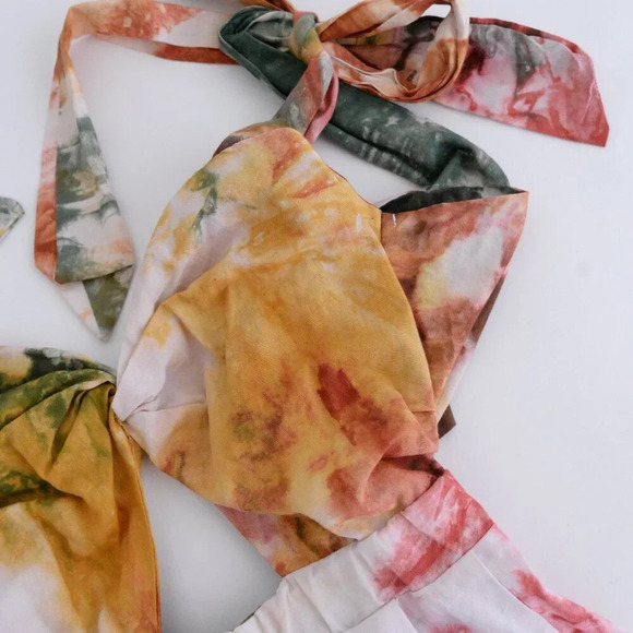 Busayo Segun Tie Dyed Cut Out 100%  Cotton Watercolor Midi Dress XS - Picture 10 of 13